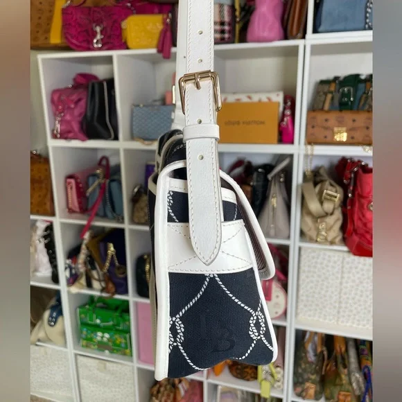 Dooney & Bourke Nautical Rope Navy Canvas & White Leather Monogram Shoulder Bag